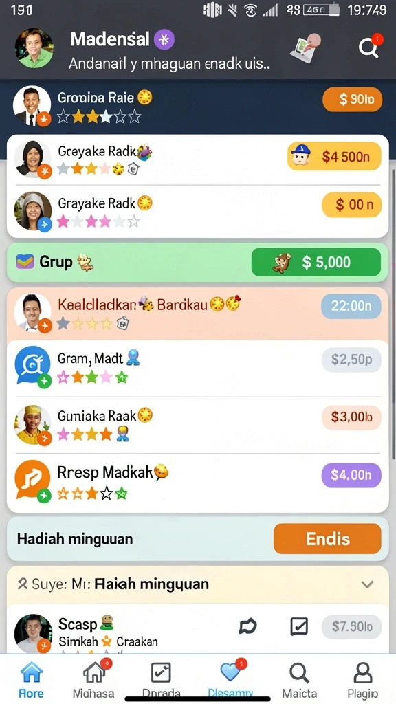 Fitur permainan sosial untuk berinteraksi dengan teman.