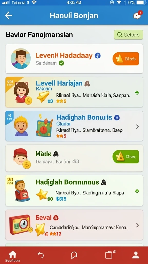 Layar utama MPO555 yang menarik dan penuh warna.