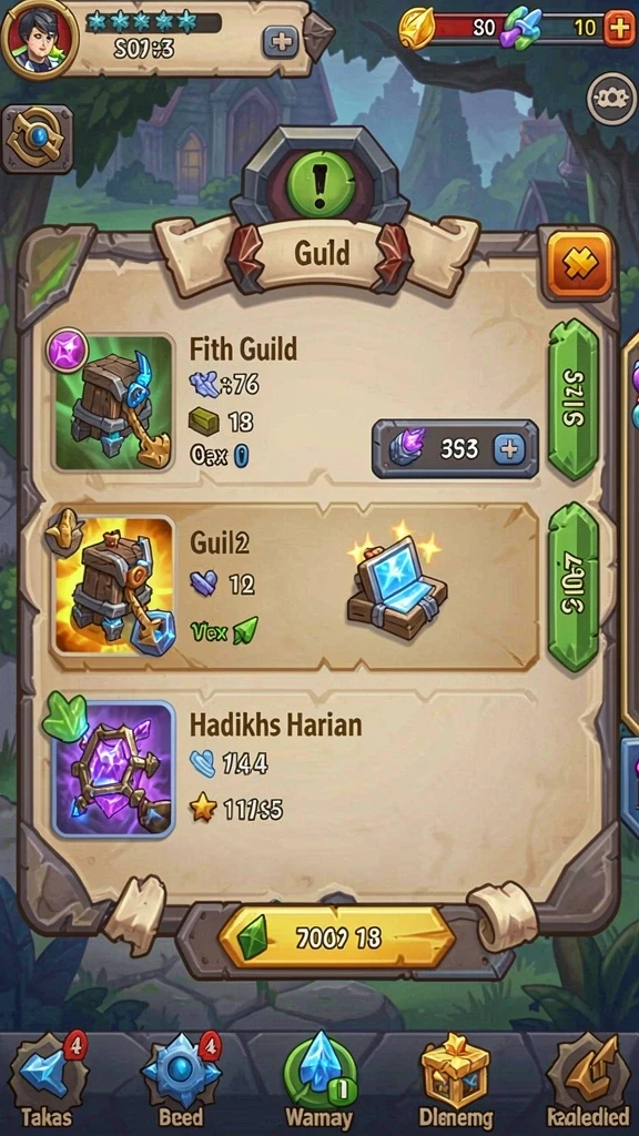 Screenshot menampilkan tingkat kesulitan dan tantangan terbaru.